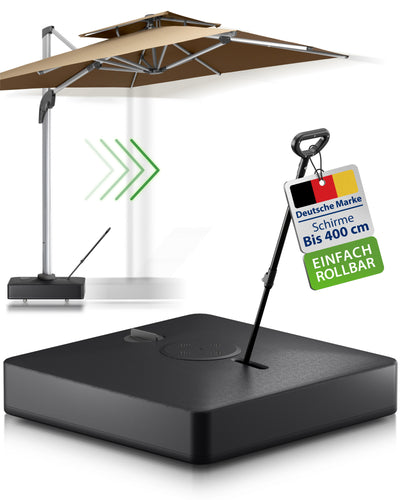 Gartenzeit® Sonnenschirmständer, befüllbar, rollbar, 162kg,  84x84x20cm